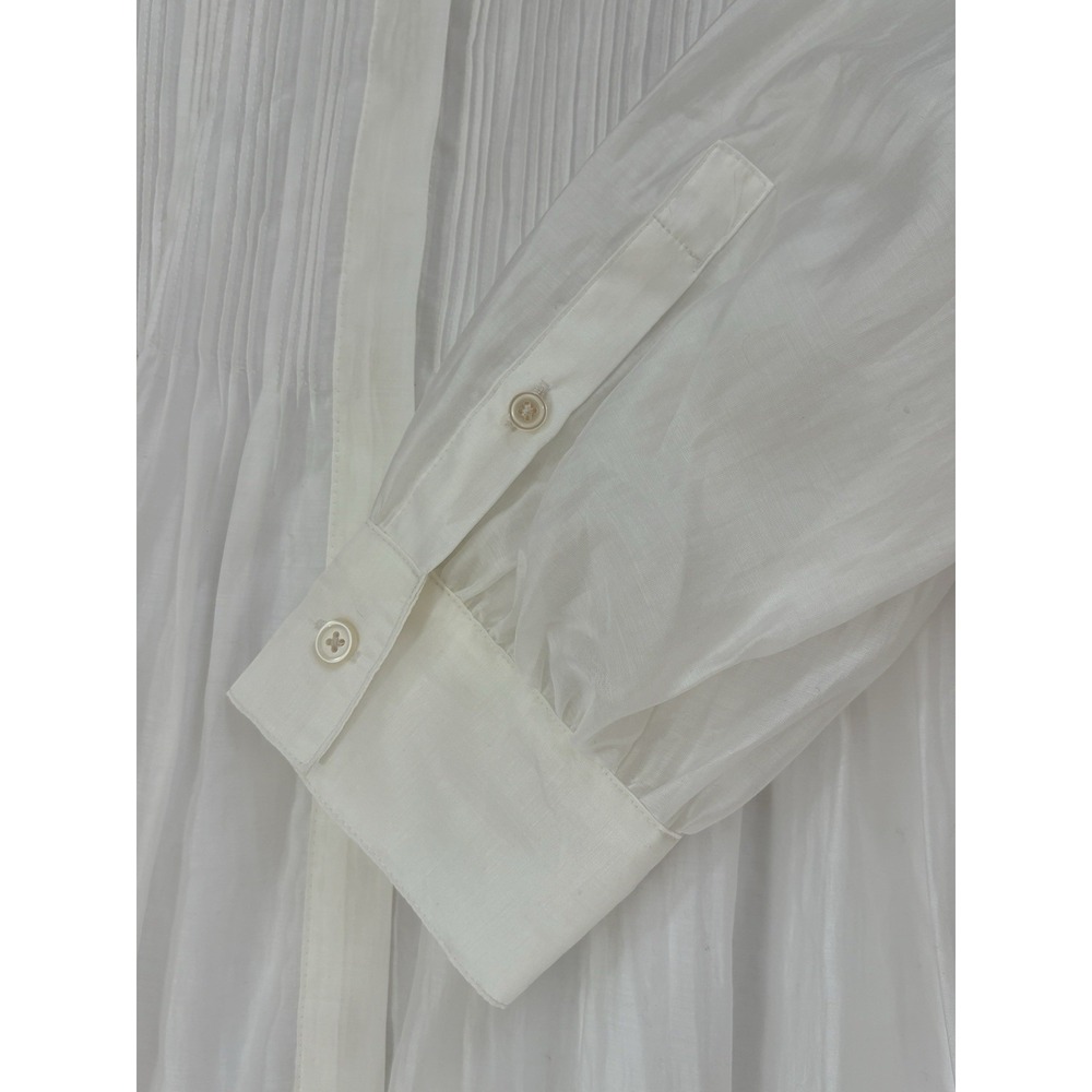 NWT Banana Republic Pleated Organza Midi Dress XL White Tencel Pintuck Romantic - Picture 16 of 16
